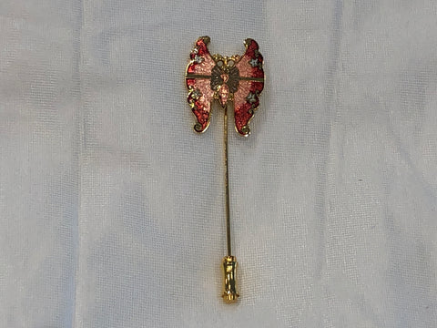 Beautiful Vintage Cloisonne Butterfly Stick Pin / Brooch Gold Tone & Enamel