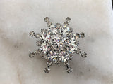 Dazzling Rhinestone Vintage Brooch Gorgeous Layered Winter Snowflake