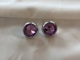 Awesome Vintage Purple Rivoli Rhinestone Pierced Earrings