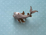 Beautiful Vintage Brooch!  A Splashing Enamel Koi Fish