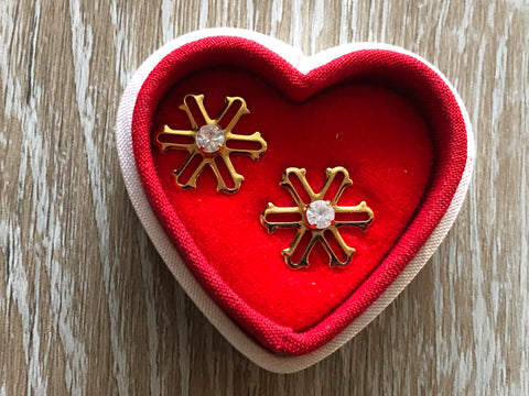 Beautiful Vintage Snowflake & / or Rhinestone Pierced Earrings in Gift Box