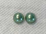 Beautiful Vintage Larger Green Pearl Cabochon Clip On Earrings