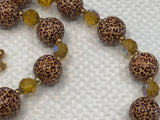 Joan Rivers Amazing Beaded Necklace Leopard Chunky & AB Amber Glass Beads