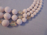 Amazing Vintage Multi Strand Necklace Signed Japan White & AB Beads