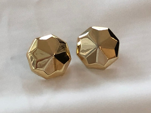 FABulous Vintage Pierced Earrings Faceted Gold Tone Metal Pointed Domes