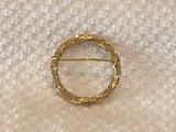 Designer Signed Monet Beautiful Circle Brooch Rope Look Design Gold Tone