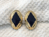 Fantastic Vintage Clip On Earrings Gold Tone w Purple Enamel