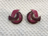 Glitter, Pink, Funky Retro Enamel Pierced Earrings