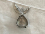 Really Fantastic Emmons Vintage Pear Brooch Brushed Silver Tone Metal