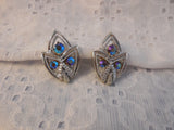 Sparkling Aurora Borealis Rhinestone Screw Back Earrings Coro