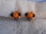 Fantastic Petite Cluster Clip On Earrings Signed "Japan"