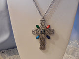 Extroidenary Silver Tone Filigree Cross Pendant Designer Signed "Avon"