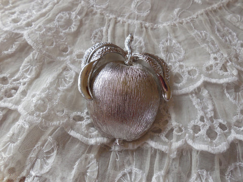Magnificent Textured Apple Pin Brooch by Sarah Coventry