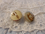 Sarah Coventry Large Creamy Dreamy Pearl Cabochon Clip On Earrings