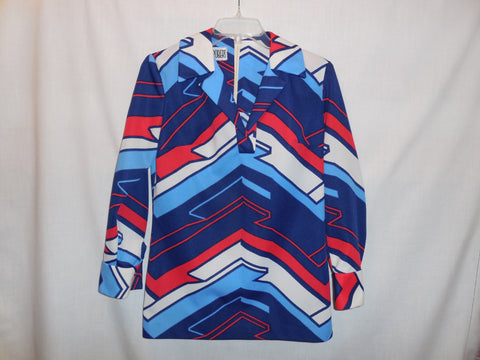 Groovy Vintage Polyester Knit 60's Top by Mister Robert  Fab Colors!!