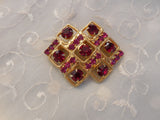 Breathtaking Vintage Pin Brooch with Pink & Red Super Sparkly Rhinestones