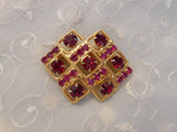 Breathtaking Vintage Pin Brooch with Pink & Red Super Sparkly Rhinestones