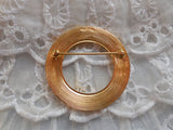 Simple But Elegant  Vintage Crown Trifari Gold Tone Circle Pin Brooch