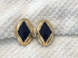 Fantastic Vintage Clip On Earrings Gold Tone w Purple Enamel