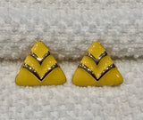 Awesomely Mod Vintage Enamel Pierced Earrings in Sunny Yellow