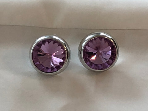 Awesome Vintage Purple Rivoli Rhinestone Pierced Earrings
