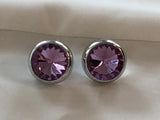 Awesome Vintage Purple Rivoli Rhinestone Pierced Earrings