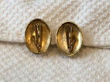 Remarkable Sarah Coventry Brushed & Shiny Gold Tone Vintage Clip On Earrings