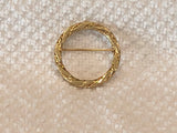 Designer Signed Monet Beautiful Circle Brooch Rope Look Design Gold Tone