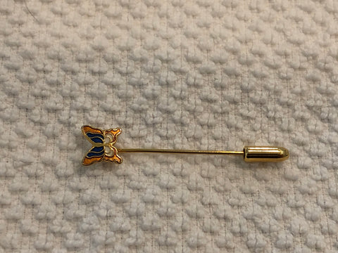 So Adorable Vintage Stickpin w Tiny Enamel Cloisonne Butterfly