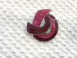 Glitter, Pink, Funky Retro Enamel Pierced Earrings