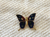 A Beautiful Fluttery Butterfly Vintage Brooch / Pendant in Purples & Blues