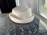 Sears Fashion Millinery Awesome Vintage 60"s Hat Off White Faux Leather