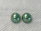 Beautiful Vintage Larger Green Pearl Cabochon Clip On Earrings