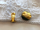 Really Awesome Vintage Clip-On Earrings w Diamond Cut Etching