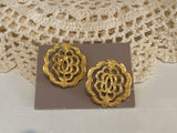 Avon "Textured Dimensions" Vintage Clip On Earrings Gold Tone 1991