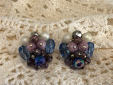 Stunning Vintage Bead Cluster Clip On Earrings Signed West Germany