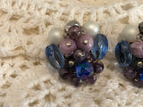 Stunning Vintage Bead Cluster Clip On Earrings Signed West Germany