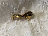 Magnificent Vintage Brooch Pin A Lovely Damascene High Heel Shoe