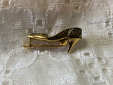 Magnificent Vintage Brooch Pin A Lovely Damascene High Heel Shoe