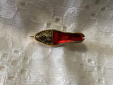 Magnificent Vintage Brooch Pin A Lovely Damascene High Heel Shoe