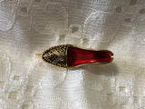 Magnificent Vintage Brooch Pin A Lovely Damascene High Heel Shoe