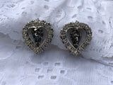 Absolutely Stunning Warner Vintage Rhinestone Clip On Earrings Hearts Bridal