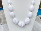 So Fantastic Beaded Vintage Necklace w White and Silver Beads