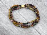 Magnificent Vintage Multi-Strand Beaded Necklace Marbled Curved Beads