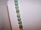 Amazing Vintage Beaded Necklace w Green & Cream Awesome Beads