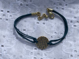 Lia Sophia Beautiful Bracelet w Rhinestone Disc & Blue Cord